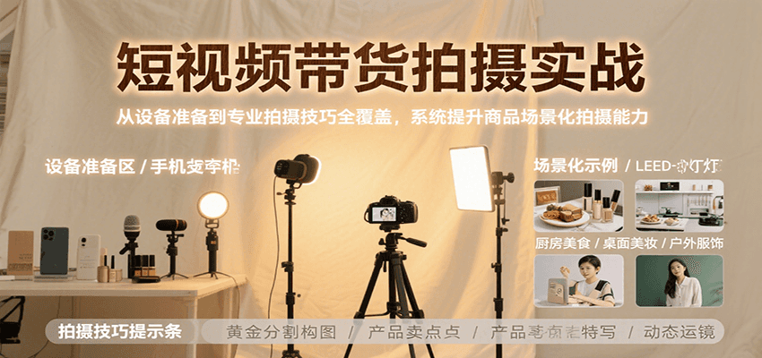 短视频带货拍摄实战,从设备准备到专业拍摄技巧全覆盖,系统提升商品场景化拍摄能力采购|汽车产业|汽车配件|机加工蚂蚁智酷企业交流社群中心