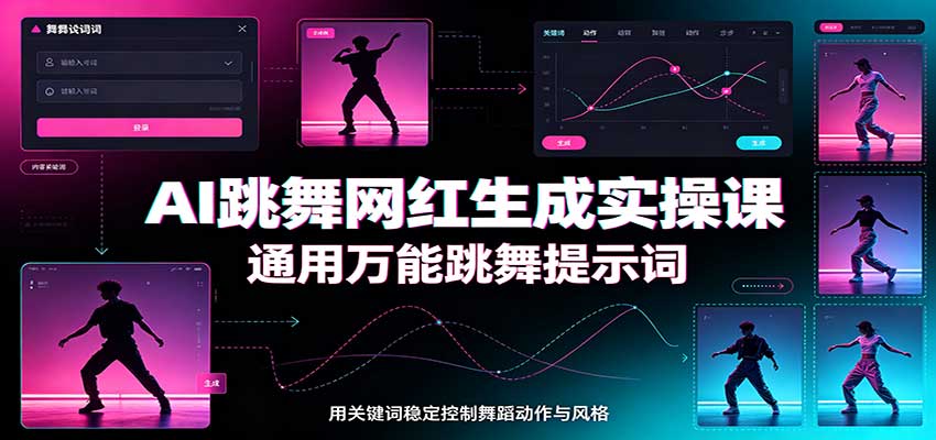 AI跳舞网红生成实操课:通用万能跳舞提示词,多模型适配,人物舞蹈视频制作全套教学采购|汽车产业|汽车配件|机加工企业家交流社群中心