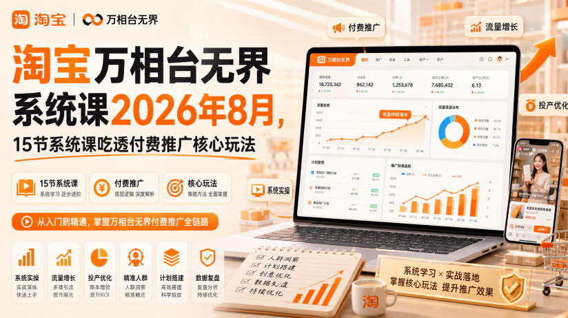 淘宝万相台无界系统课2026年8月，15节系统课吃透付费推广核心玩法采购|汽车产业|汽车配件|机加工企业家交流社群中心