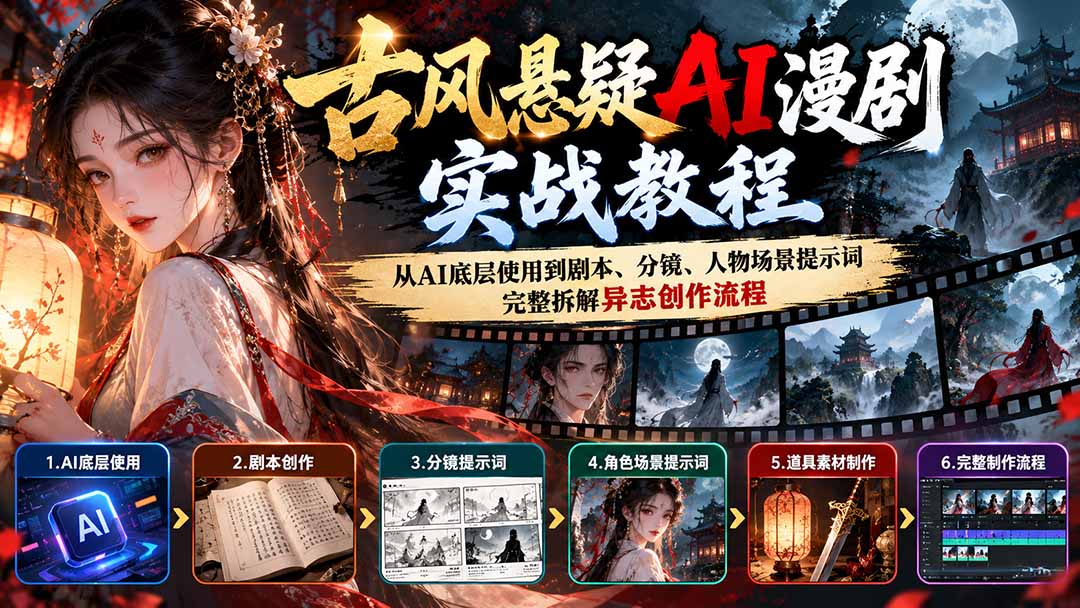 古风悬疑AI漫剧实战教程：从AI底层使用到剧本、分镜、人物场景提示词，完整拆解异志创作流程采购|汽车产业|汽车配件|机加工企业家交流社群中心