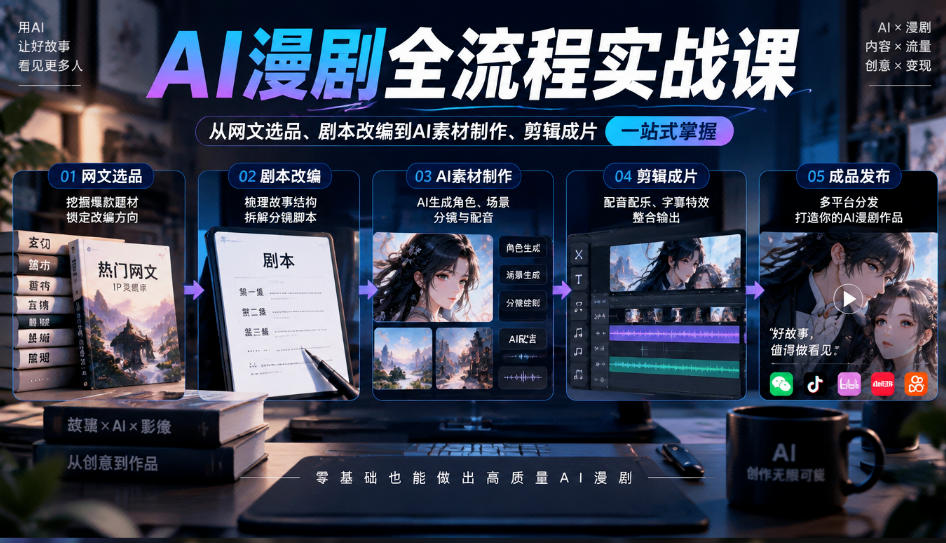 AI漫剧全流程实战课,覆盖从网文选品、剧本改编到AI素材制作、剪辑成片的完整链路采购|汽车产业|汽车配件|机加工企业家交流社群中心