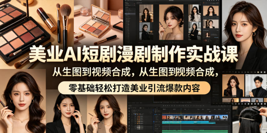 美业AI短剧漫剧制作实战课，从生图到视频合成，零基础轻松打造美业引流爆款内容采购|汽车产业|汽车配件|机加工企业家交流社群中心