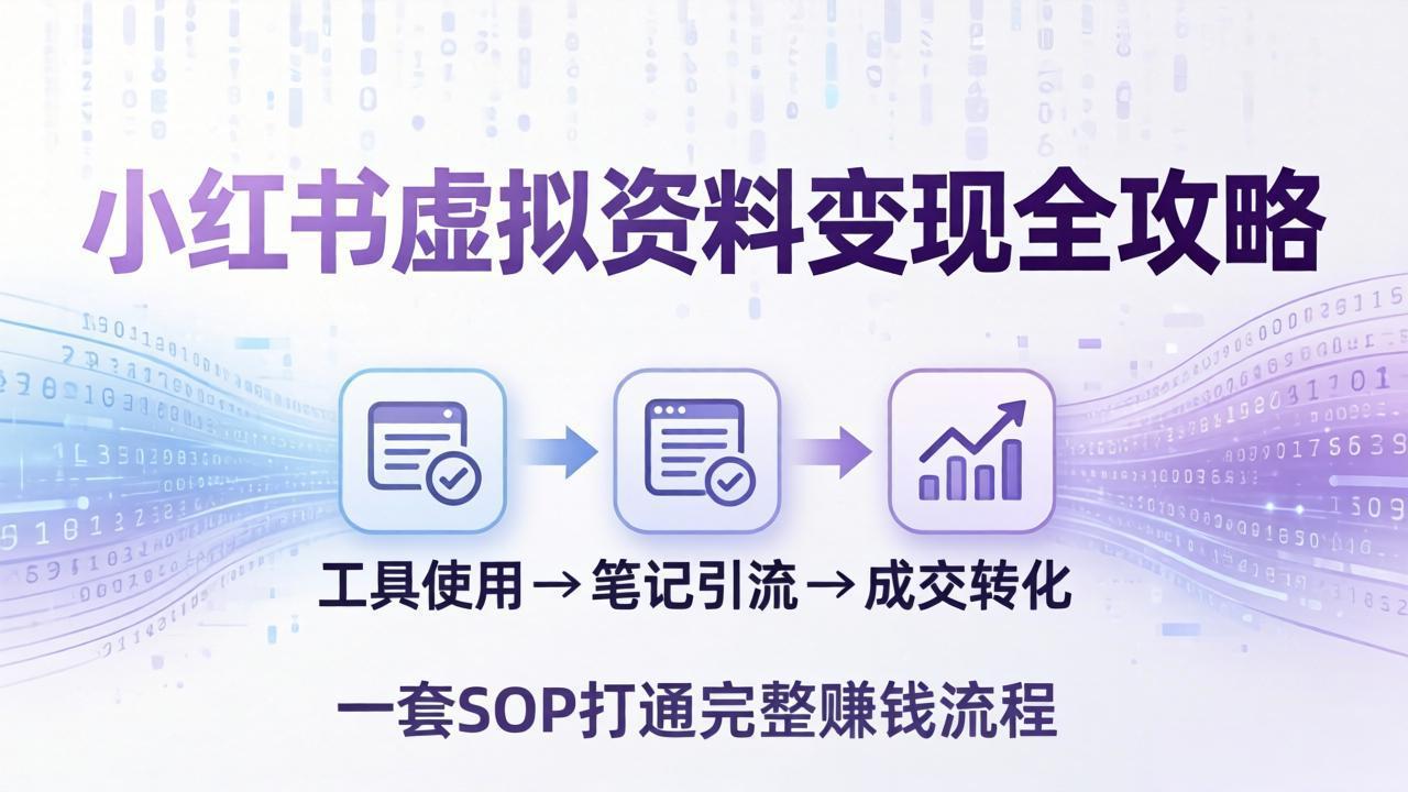 小红书虚拟资料变现全攻略：从工具使用到笔记引流成交，一套 SOP 打通完整赚钱流程采购|汽车产业|汽车配件|机加工企业家交流社群中心