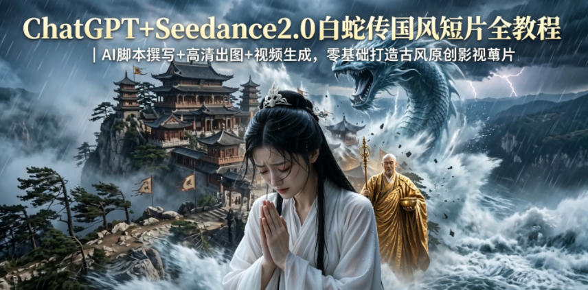 ChatGPT+Seedance2.0白蛇传国风短片全教程|AI脚本撰写+高清出图+视频生成,零基础打造古风原创影视短片采购|汽车产业|汽车配件|机加工企业家交流社群中心