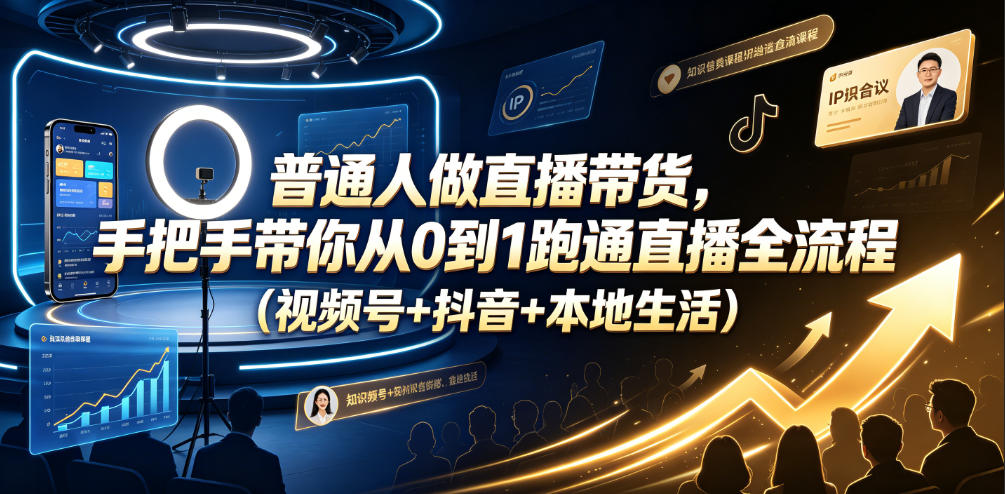 普通人做直播带货，手把手带你从0到1跑通直播全流程(视频号+抖音+本地生活)采购|汽车产业|汽车配件|机加工企业家交流社群中心