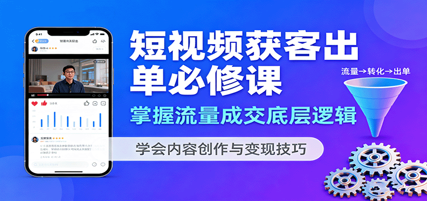 短视频获客出单必修课:掌握流量成交底层逻辑,学会内容创作与变现技巧采购|汽车产业|汽车配件|机加工蚂蚁智酷企业交流社群中心