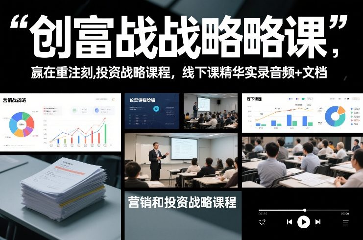 创富战略课，赢在重注时刻，营销和投资战略课程，线下课精华实录音频+文档采购|汽车产业|汽车配件|机加工蚂蚁智酷企业交流社群中心