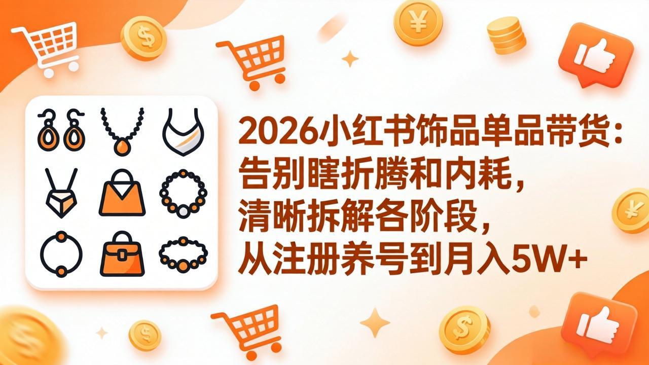 2026小红书饰品单品带货：告别瞎折腾和内耗，清晰拆解各阶段，从注册养号到月入5W+采购|汽车产业|汽车配件|机加工企业家交流社群中心