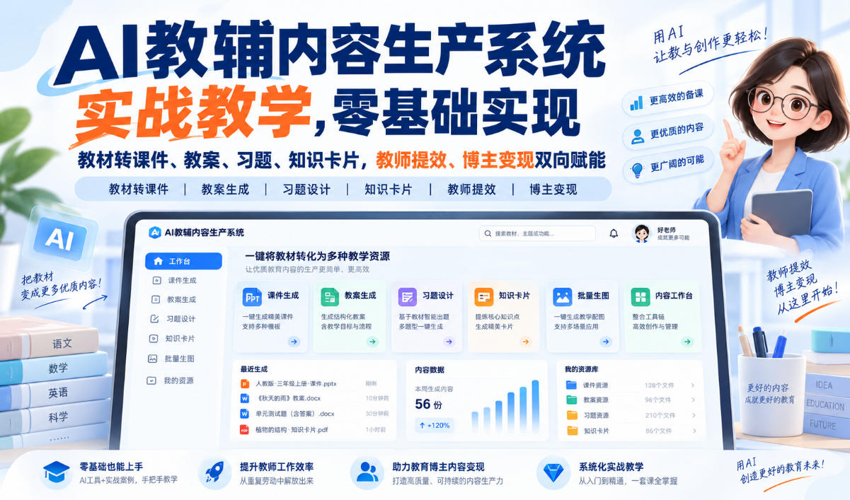 【无水印】AI教辅内容生产系统实战教学，零基础实现教材转课件、教案、习题、知识卡片，教师提效、博主变现双向赋能(更新0926)采购|汽车产业|汽车配件|机加工企业家交流社群中心
