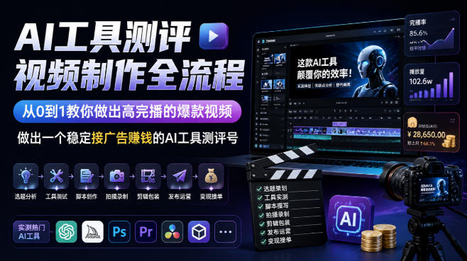 AI工具测评视频制作全流程,从0到1教你做出高完播的爆款视频,做出一个稳定接广告賺钱的AI工具测评号采购|汽车产业|汽车配件|机加工企业家交流社群中心