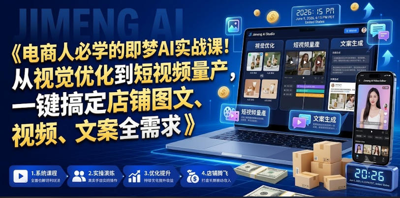 电商人必学的即梦AI实战课!从视觉优化到短视频量产,一键搞定店铺图文、视频、文案全需求采购|汽车产业|汽车配件|机加工企业家交流社群中心