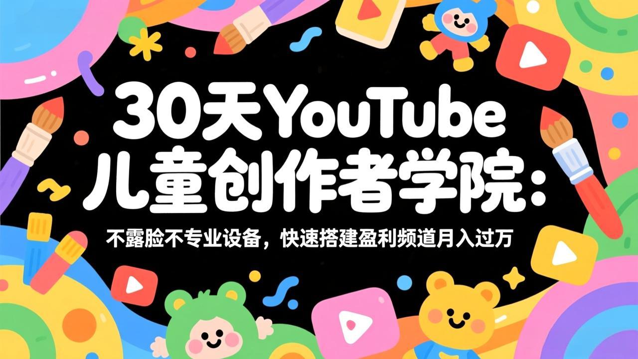 30天YouTube儿童创作者学院：不露脸不专业设备，快速搭建盈利频道月入过万采购|汽车产业|汽车配件|机加工蚂蚁智酷企业交流社群中心