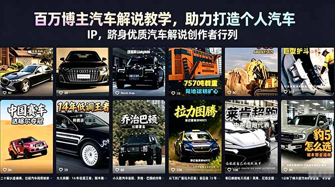 百万博主汽车解说教学，助力打造个人汽车 IP，跻身优质汽车解说创作者行列采购|汽车产业|汽车配件|机加工企业家交流社群中心