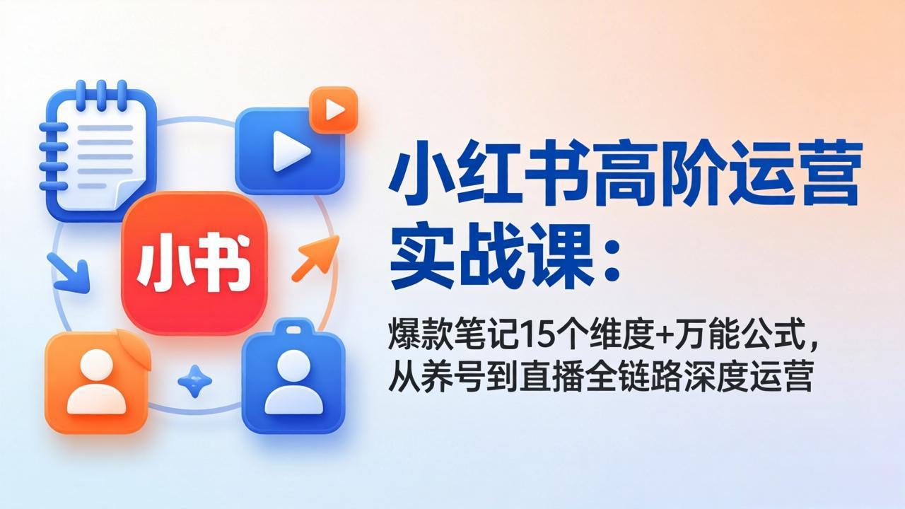 小红书高阶运营实战课：爆款笔记15个维度+万能公式，从养号到直播全链路深度运营采购|汽车产业|汽车配件|机加工企业家交流社群中心