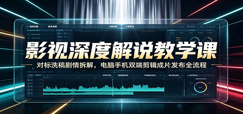 影视深度解说教学课：对标洗稿剧情拆解，电脑手机双端剪辑成片发布全流程采购|汽车产业|汽车配件|机加工企业家交流社群中心