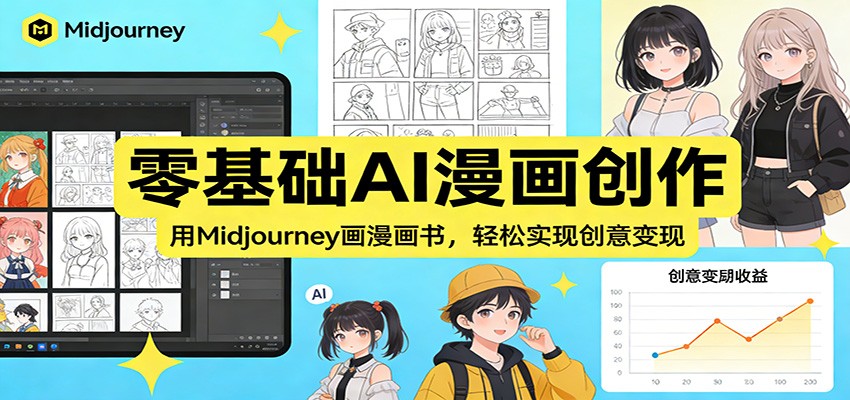 零基础AI漫画创作：用Midjourney画漫画书，轻松实现创意变现采购|汽车产业|汽车配件|机加工蚂蚁智酷企业交流社群中心