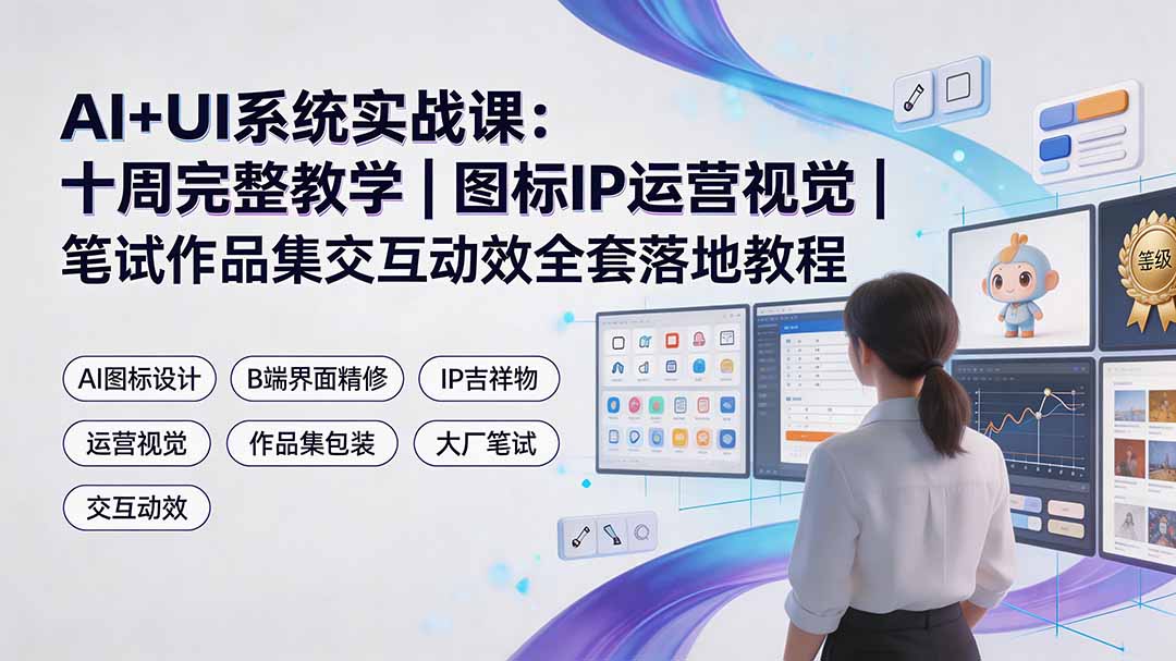 AI+UI系统实战课：十周完整教学｜图标IP运营视觉｜笔试作品集交互动效全套落地教程采购|汽车产业|汽车配件|机加工企业家交流社群中心