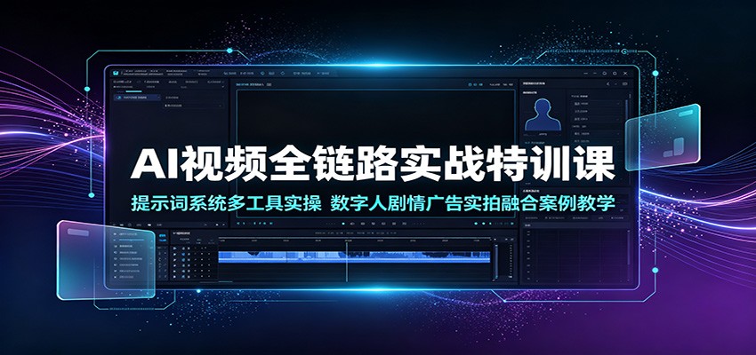 AI视频全链路实战特训课:提示词系统多工具实操,数字人剧情广告实拍融合案例教学采购|汽车产业|汽车配件|机加工企业家交流社群中心
