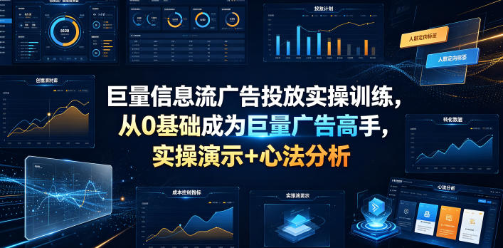 巨量信息流广告投放实操训练，从0基础成为巨量广告高手，实操演示+心法分析采购|汽车产业|汽车配件|机加工企业家交流社群中心