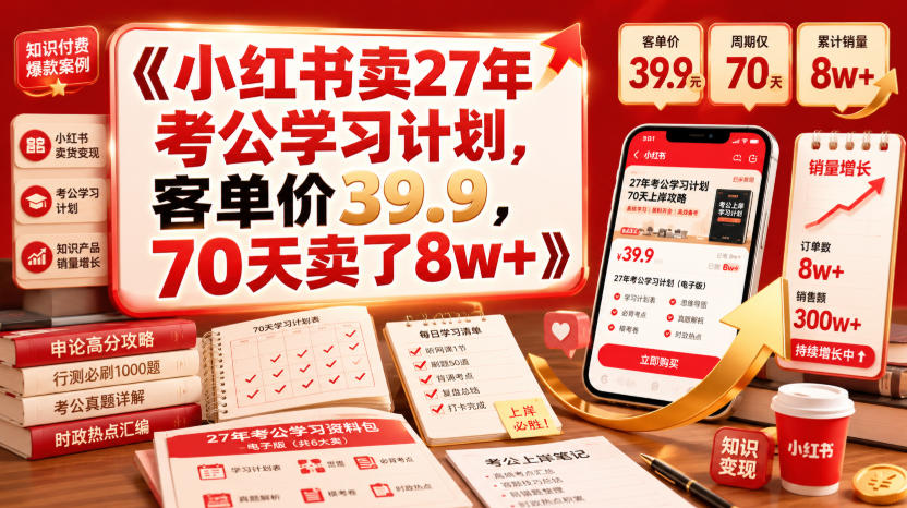 小红书卖27年考公学习计划，客单价39.9，70天卖了8w+！采购|汽车产业|汽车配件|机加工企业家交流社群中心