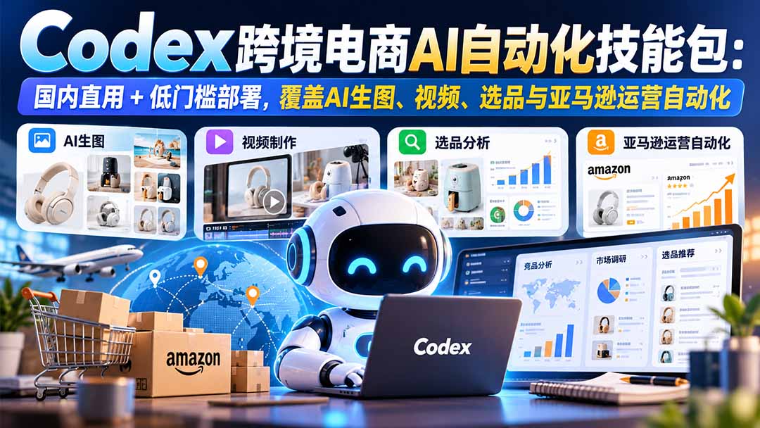 【无水印】Codex跨境电商AI自动化技能包：国内直用+低门槛部署，覆盖AI生图、视频、选品与亚马逊运营自动化采购|汽车产业|汽车配件|机加工企业家交流社群中心