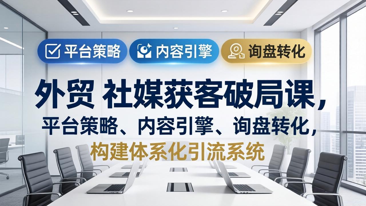 外贸 社媒获客破局课，平台策略、内容引擎、询盘转化，构建体系化引流系统(更新26年3月采购|汽车产业|汽车配件|机加工企业家交流社群中心