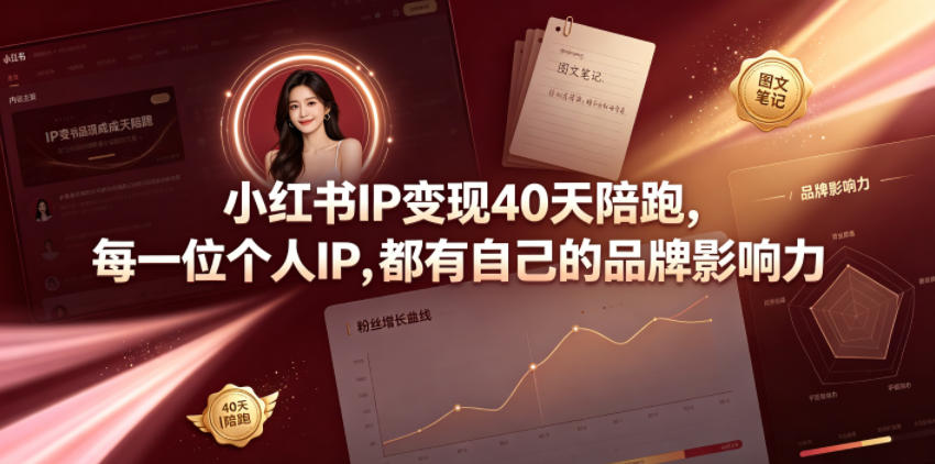 小红书IP变现40天陪跑，每一位个人IP，都有自己的品牌影响力采购|汽车产业|汽车配件|机加工企业家交流社群中心