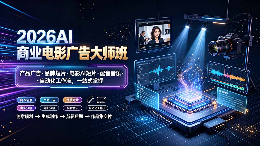 2026AI商业电影广告大师班：产品广告·品牌短片·电影AI短片·配音音乐·自动化工作流，一站式掌握采购|汽车产业|汽车配件|机加工企业家交流社群中心