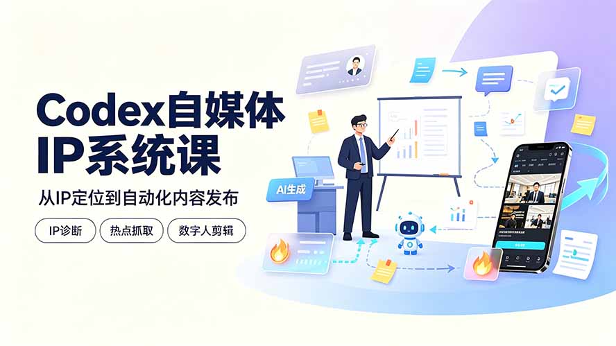 Codex自媒体IP系统课:IP诊断/热点抓取/IP蒸馏 Skill,爆款复刻数字人多平台自动发布教程采购|汽车产业|汽车配件|机加工企业家交流社群中心
