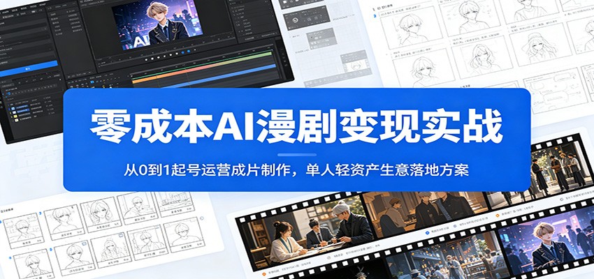 零成本AI漫剧变现实战：从0到1起号运营成片制作，单人轻资产生意落地方案采购|汽车产业|汽车配件|机加工企业家交流社群中心