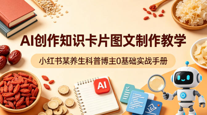 AI创作知识卡片图文制作教学，小红书某养生科普博主0基础实战手册采购|汽车产业|汽车配件|机加工企业家交流社群中心