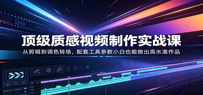 顶级质感视频制作实战课：从剪辑到调色转场，配套工具参数小白也能做出高水准作品采购|汽车产业|汽车配件|机加工企业家交流社群中心