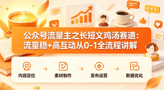 公众号流量主之长短文鸡汤赛道,流量稳+高互动,从0-1全流程讲解采购|汽车产业|汽车配件|机加工企业家交流社群中心