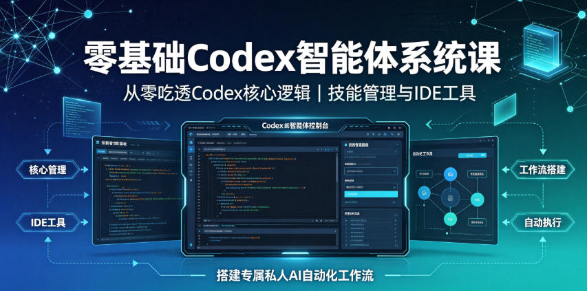 零基础Codex智能体系统课|从零吃透Codex核心逻辑、技能管理与IDE工具,搭建专属私人AI自动化工作流采购|汽车产业|汽车配件|机加工企业家交流社群中心