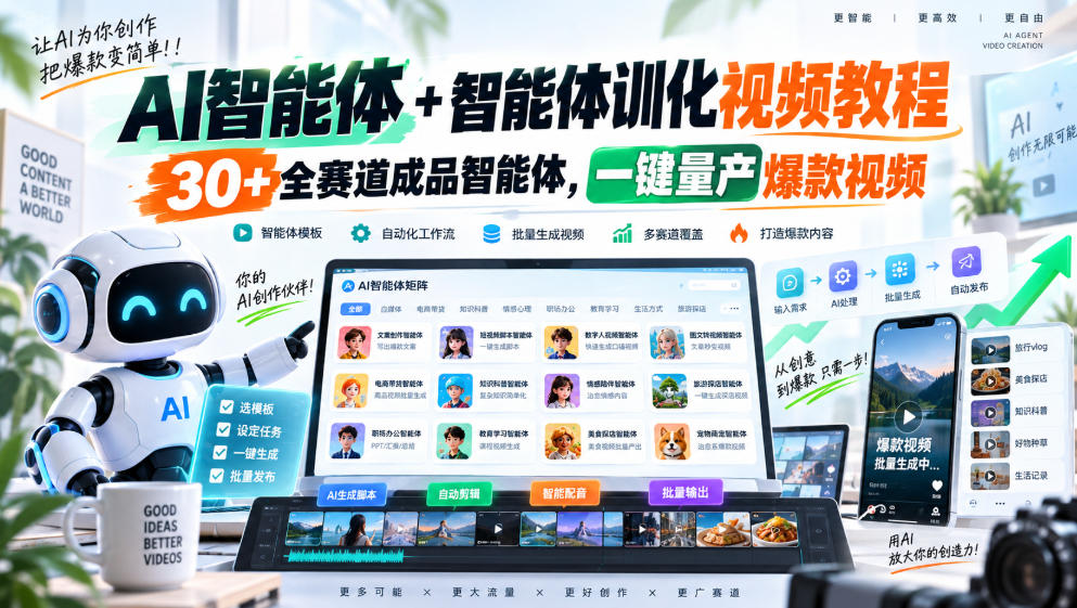 AI智能体+智能体训化视频教程，30+全赛道成品智能体，一键量产爆款视频采购|汽车产业|汽车配件|机加工企业家交流社群中心