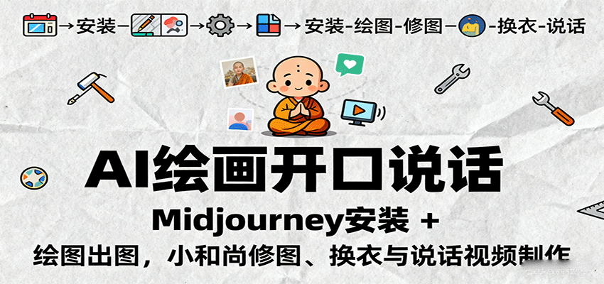 AI绘画开口说话,Midjourney安装 + 绘图出图,小和尚修图、换衣与说话视频制作采购|汽车产业|汽车配件|机加工蚂蚁智酷企业交流社群中心
