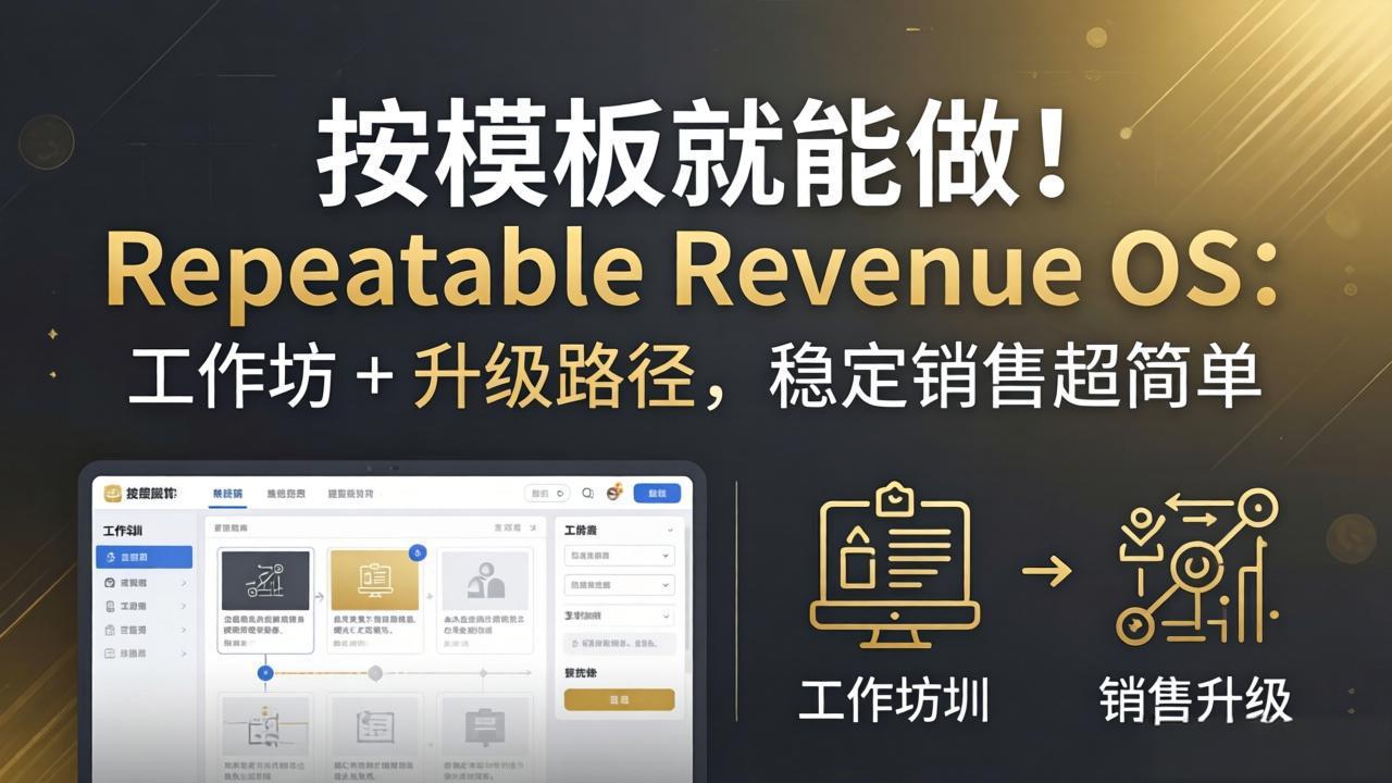 按模板就能做！Repeatable Revenue OS：工作坊 + 升级路径，稳定销售超简单采购|汽车产业|汽车配件|机加工企业家交流社群中心