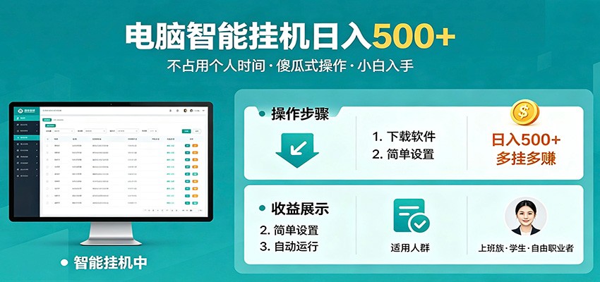 全自动电脑挂机，支持多挂多赚，上班族学生党都能做，小白也能日入500+副业采购|汽车产业|汽车配件|机加工企业家交流社群中心
