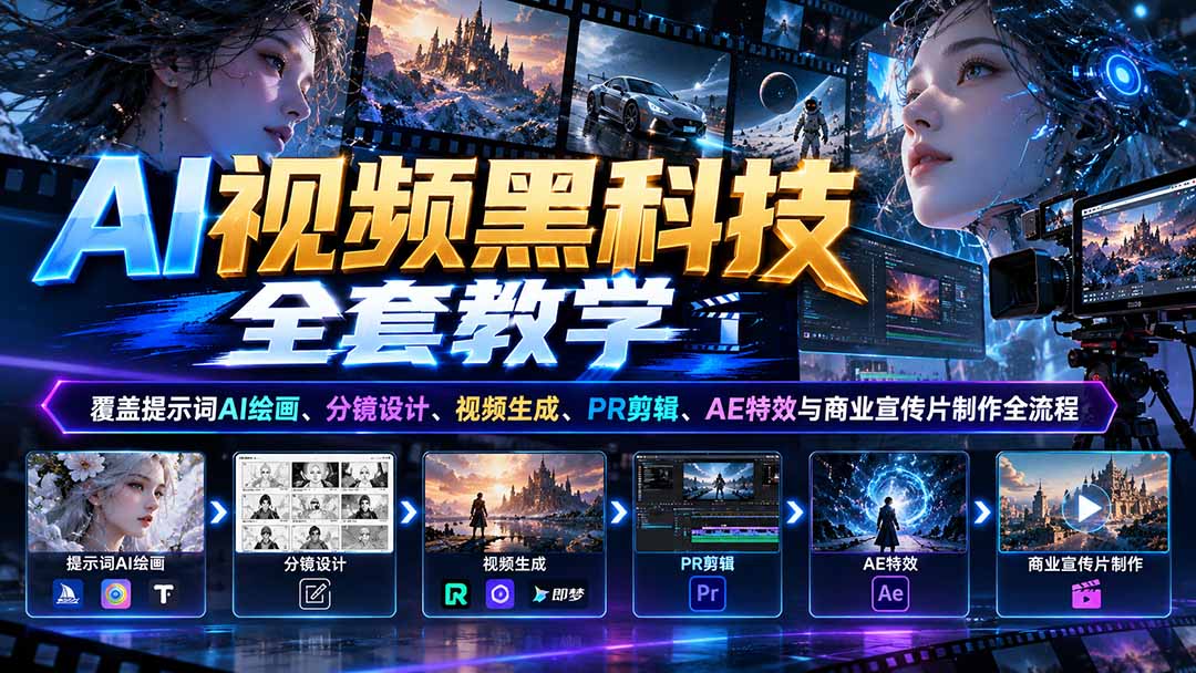AI视频黑科技全套教学：覆盖提示词AI绘画、分镜设计、视频生成、PR剪辑、AE特效与商业宣传片制作全流程采购|汽车产业|汽车配件|机加工企业家交流社群中心