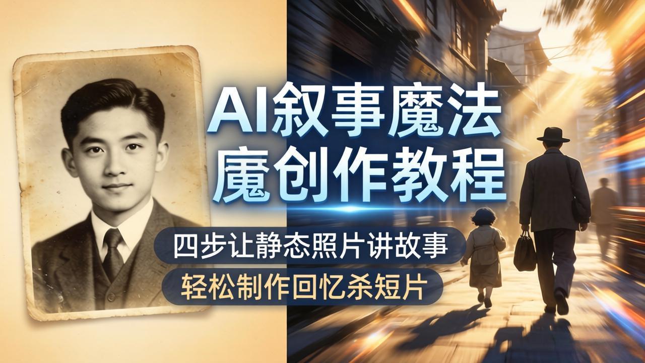 AI叙事魔法创作教程，四步让静态照片讲故事，老照片修复加动态特效，轻松制作回忆杀短片采购|汽车产业|汽车配件|机加工企业家交流社群中心