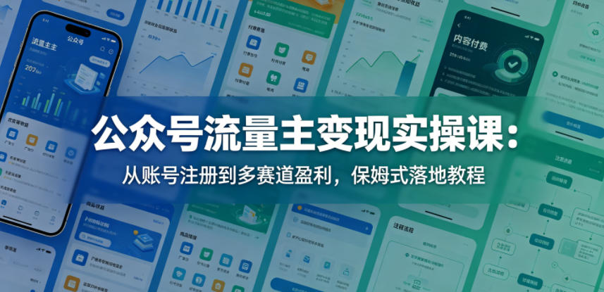 公众号流量主变现实操课：从账号注册到多赛道盈利，保姆式落地教程采购|汽车产业|汽车配件|机加工企业家交流社群中心