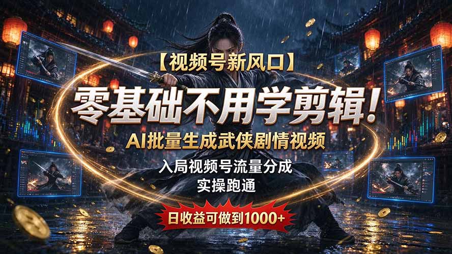 【视频号新风口】零基础不用学剪辑!AI 批量生成武侠剧情视频,入局视频号流量分成,实操跑通,日收益可做到 1000+采购|汽车产业|汽车配件|机加工企业家交流社群中心
