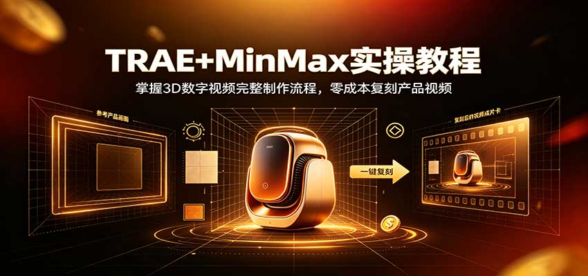 TRAE+MinMax实操教程:3D数字视频完整制作流程,零成本复刻产品视频采购|汽车产业|汽车配件|机加工企业家交流社群中心