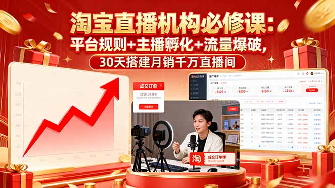 淘宝直播机构必修课:平台规则/主播孵化/流量爆破,30天搭建月销千万直播间采购|汽车产业|汽车配件|机加工蚂蚁智酷企业交流社群中心