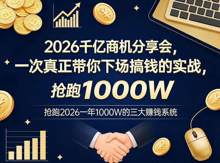 2026千亿商机分享会，一次真正带你下场搞钱的实战，抢跑2026一年1000W的三大賺钱系统采购|汽车产业|汽车配件|机加工企业家交流社群中心