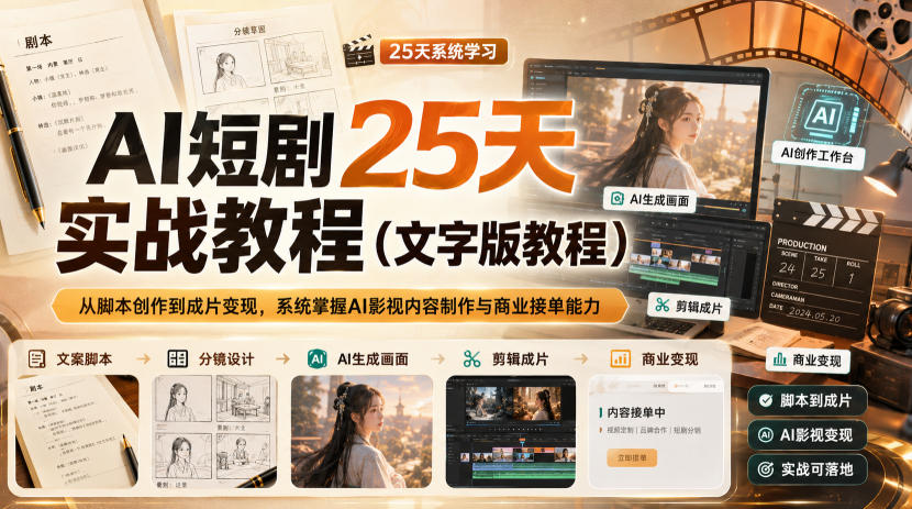 AI短剧25天实战教程(文字版教程)，从脚本创作到成片变现，系统掌握AI影视内容制作与商业接单能力采购|汽车产业|汽车配件|机加工企业家交流社群中心