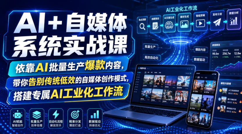 AI+自媒体系统实战课，依靠AI批量生产爆款内容，带你告别传统低效的自媒体创作模式，搭建专属AI工业化工作流采购|汽车产业|汽车配件|机加工企业家交流社群中心