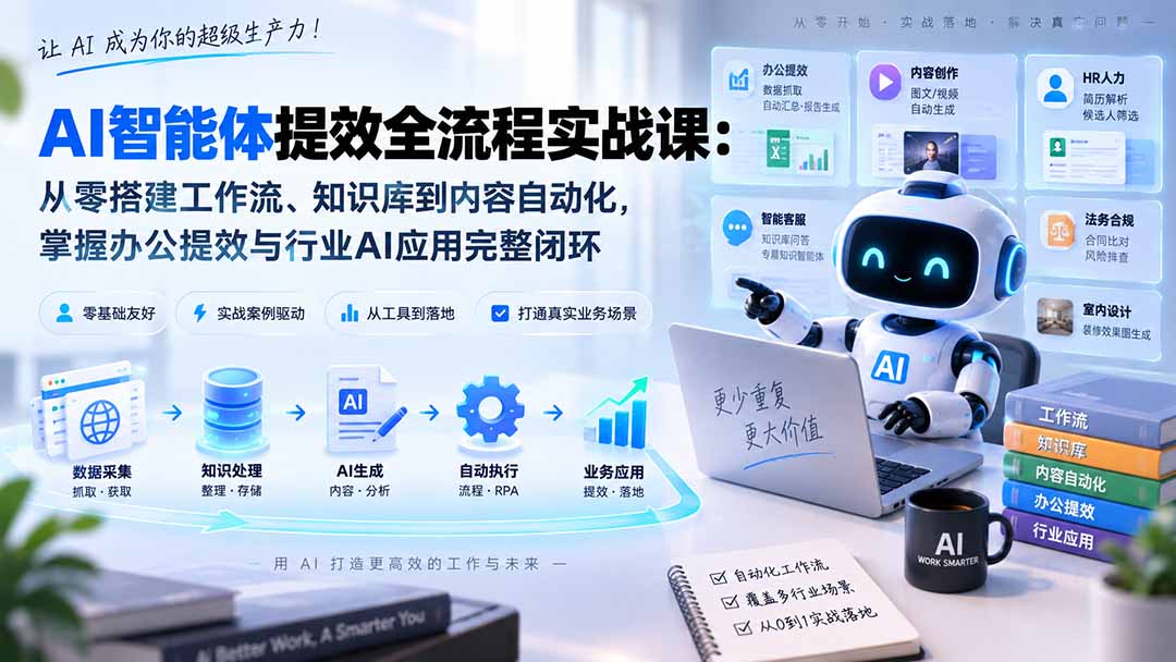 AI智能体提效全流程实战课：从零搭建工作流、知识库到内容自动化，掌握办公提效与行业AI应用完整闭环采购|汽车产业|汽车配件|机加工企业家交流社群中心