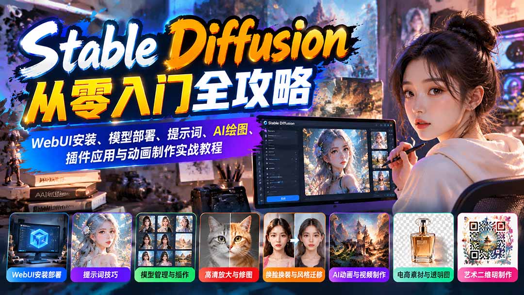 Stable Diffusion从零入门全攻略：WebUI安装、模型部署、提示词、AI绘图、插件应用与动画制作实战教程采购|汽车产业|汽车配件|机加工企业家交流社群中心