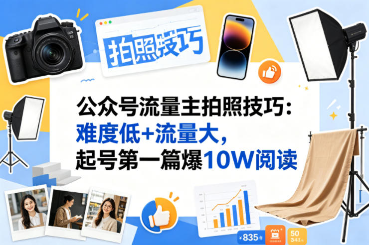 公众号流量主之拍照技巧赛道，难度低+流量大，起号第一篇就爆了10w阅读采购|汽车产业|汽车配件|机加工企业家交流社群中心